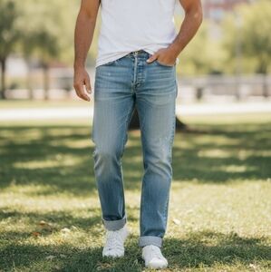 EUC Levis Size 36 X 34 Relaxed Fit Cuffed Bottom Button Fly Boyfriend Jeans!!